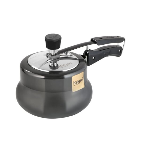 5.5Litres Belly Induction Base Hard Anodised Aluminium Pressure cooker (Innerlid, Steel Lid, Gold)
