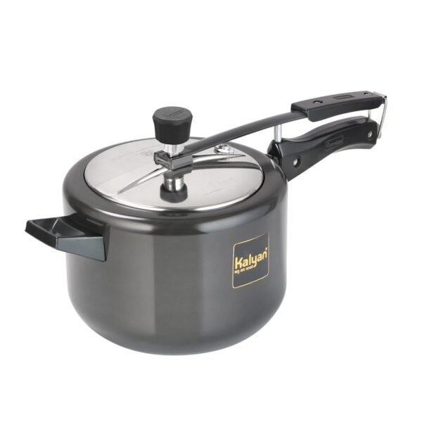 5.5Litres Matki Induction Base Hard Anodised Aluminium Pressure cooker (Innerlid, Steel Lid, Gold)